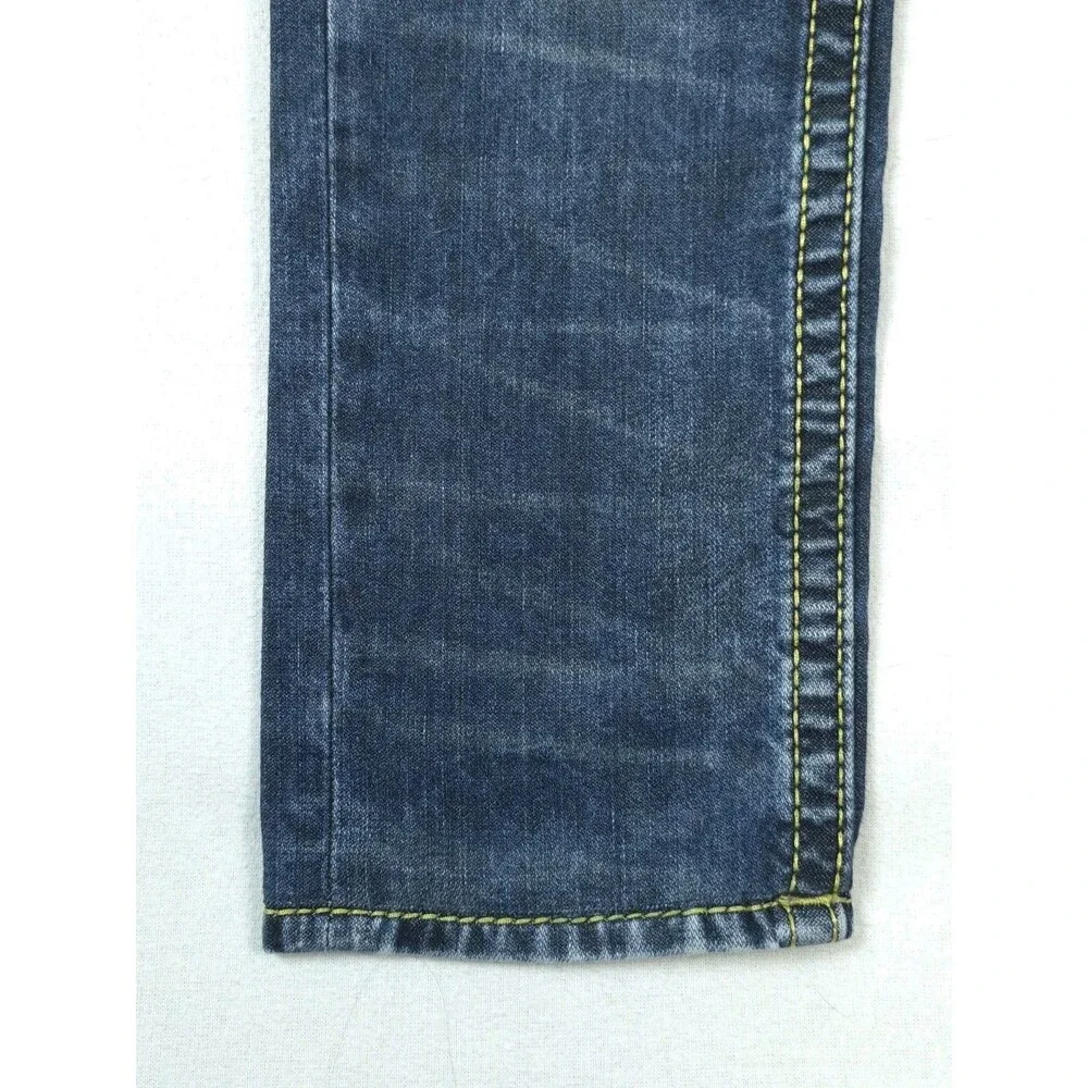 True Religion Skinny Jeans Mens 30 Gold Big T Flap Pocket Bold Stitch Y2K Rocker